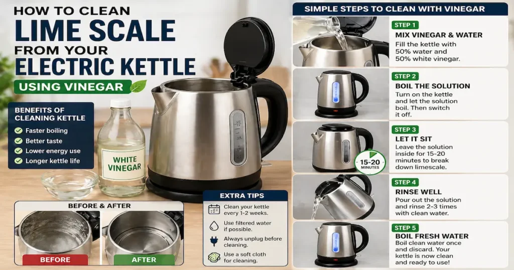 How to Clean Lime Scale from Your Electric Kettle Using Vinegar