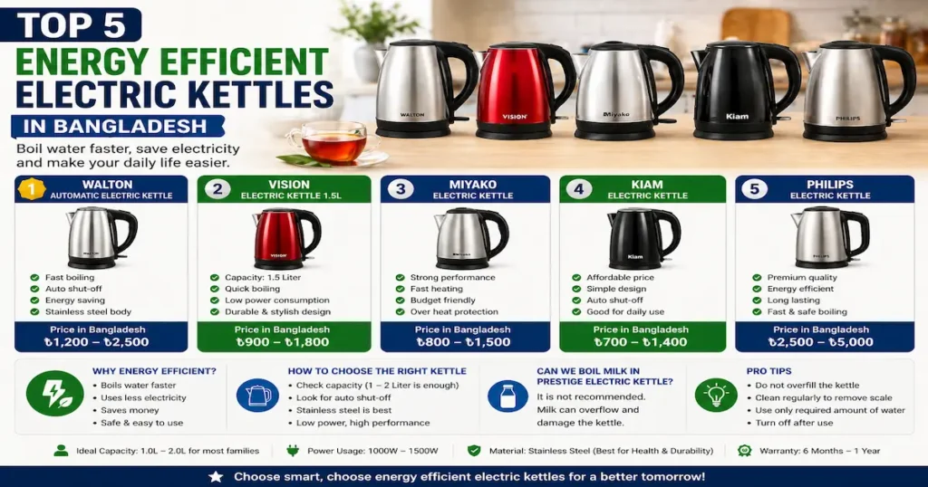 Top 5 Energy Efficient Electric Kettles in Bangladesh